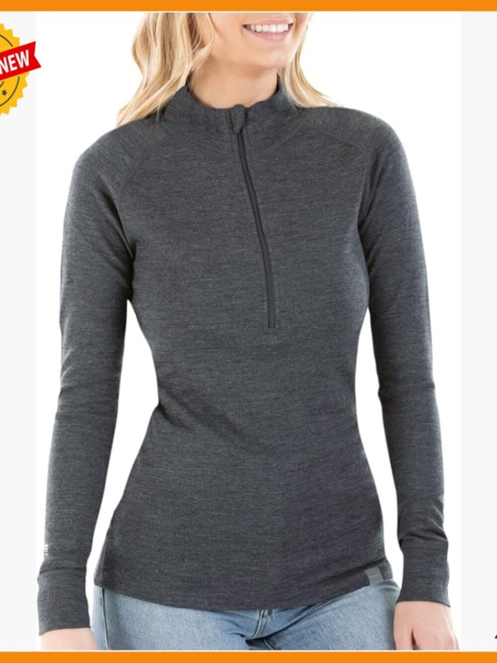 Women's Merino Wool Half Zip Base Layer Thermal Top Fitted Long Sleeve